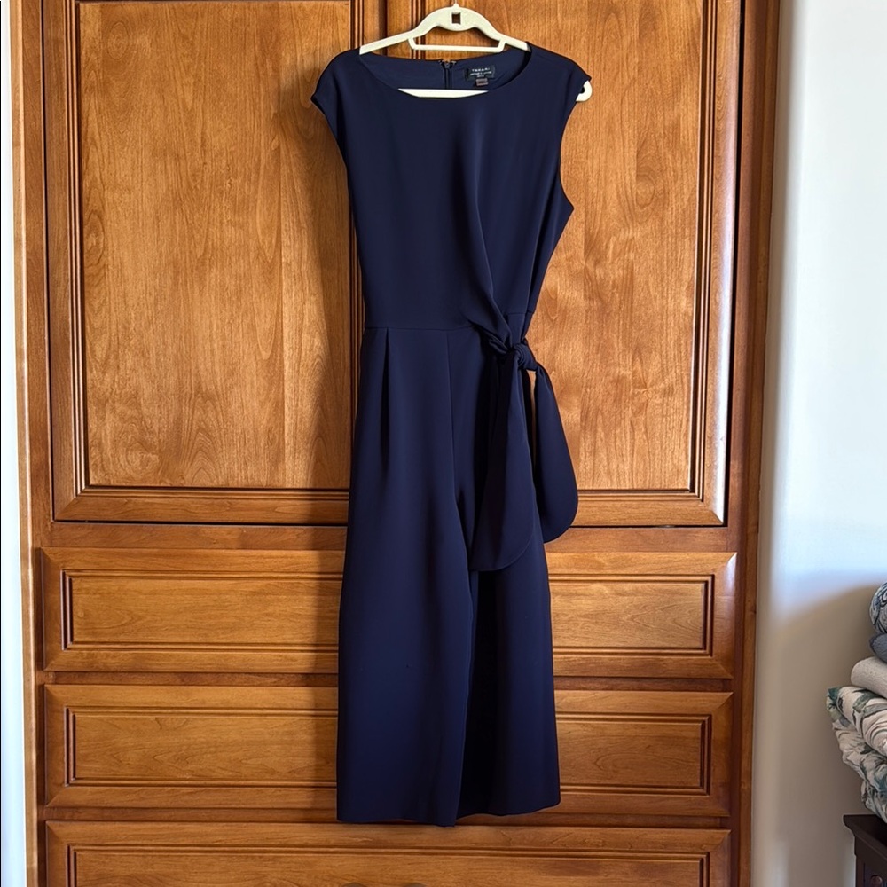 Tahari ASL Blue Cap Sleeve Sheath Jumpsuit